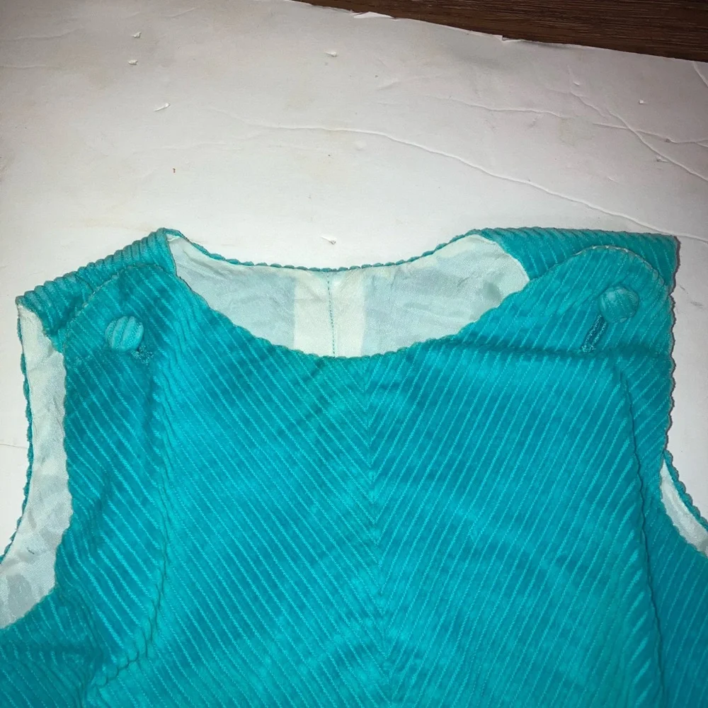 Set of Two Handmade Vintage Little Girls Blue Dresses 9-12 months (?) Corduroy